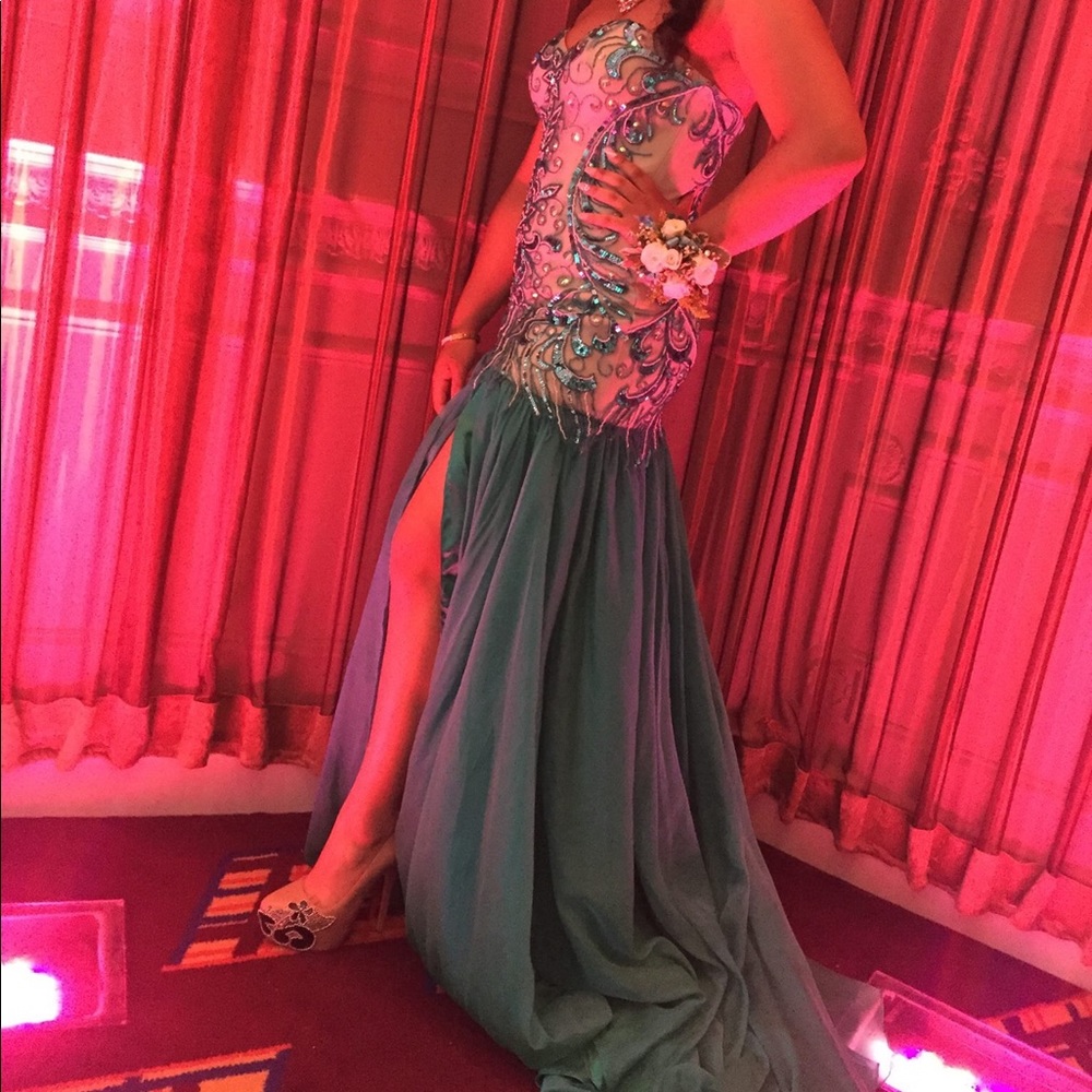Aqua Mermaid Prom Dress
